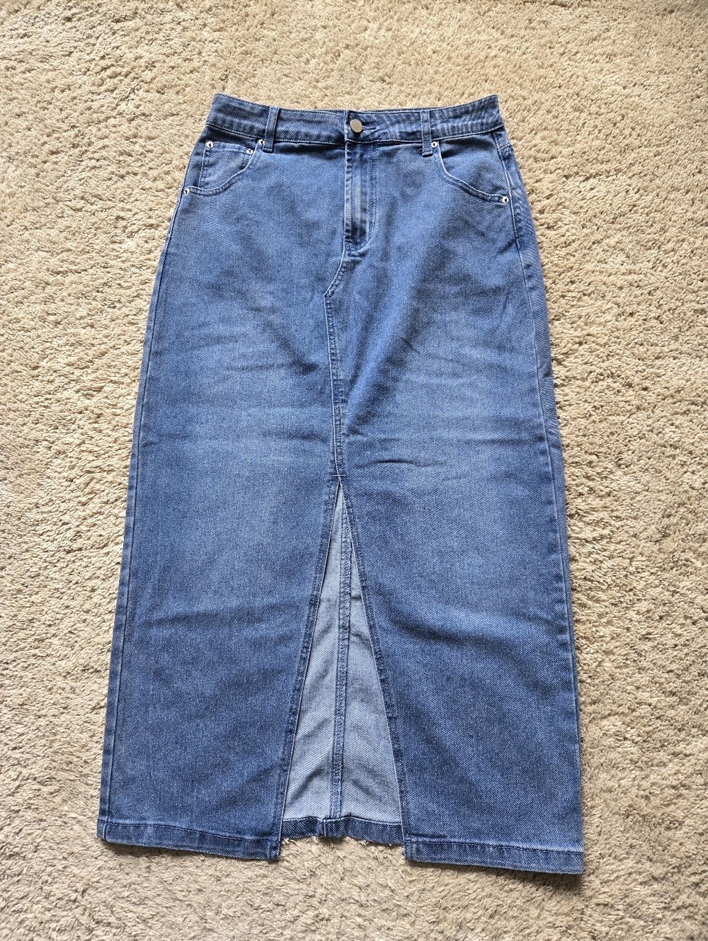 Rachel Zoe Denim Skirt Womens 8 Blue Midi Front Slit